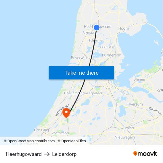 Heerhugowaard to Leiderdorp map