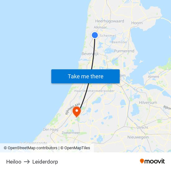 Heiloo to Leiderdorp map