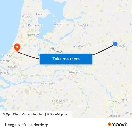 Hengelo to Leiderdorp map