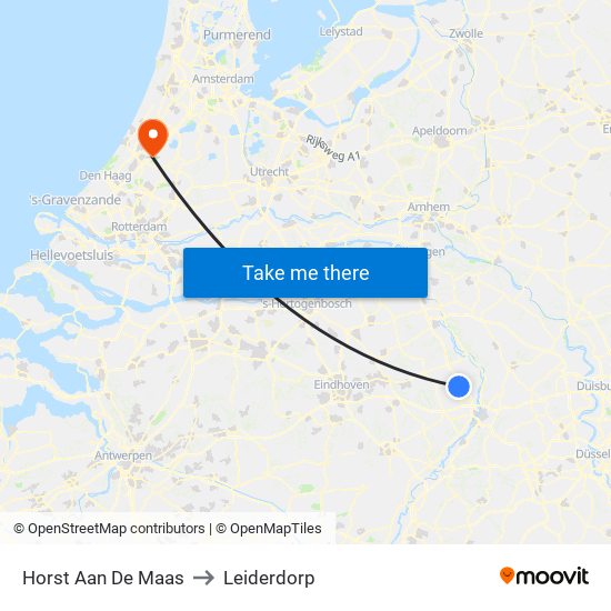 Horst Aan De Maas to Leiderdorp map