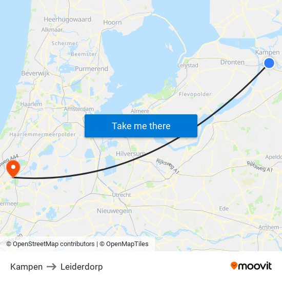 Kampen to Leiderdorp map