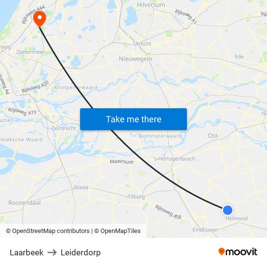 Laarbeek to Leiderdorp map