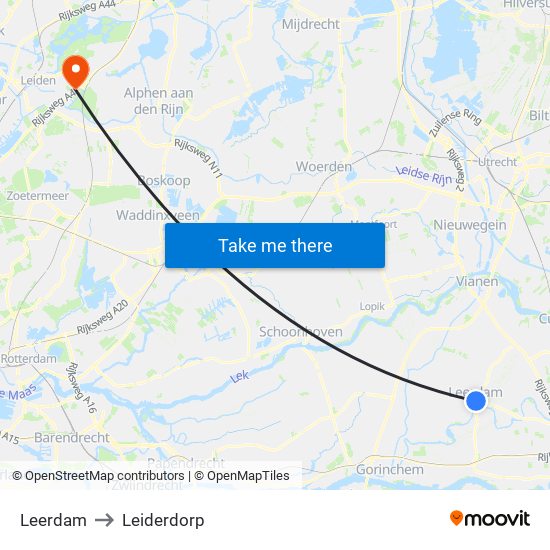 Leerdam to Leiderdorp map