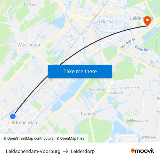 Leidschendam-Voorburg to Leiderdorp map