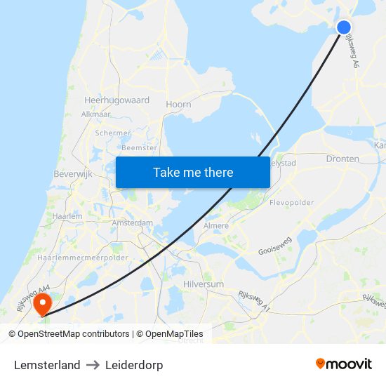 Lemsterland to Leiderdorp map