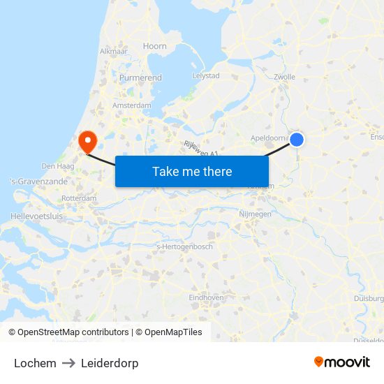 Lochem to Leiderdorp map