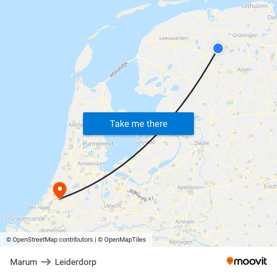 Marum to Leiderdorp map