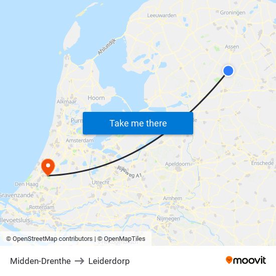Midden-Drenthe to Leiderdorp map