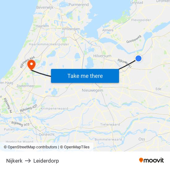 Nijkerk to Leiderdorp map