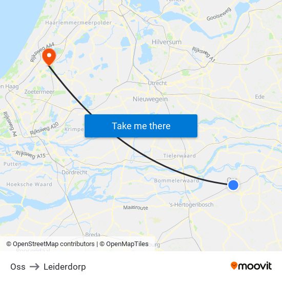 Oss to Leiderdorp map