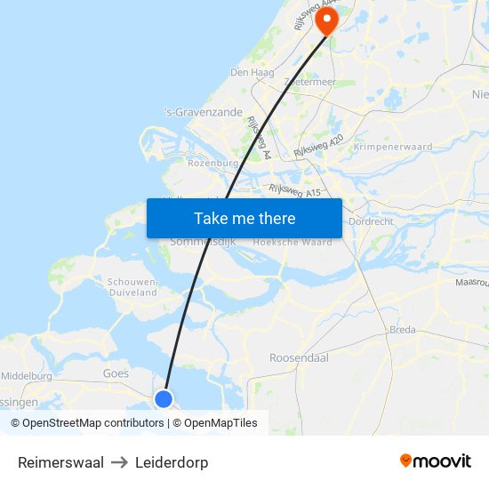 Reimerswaal to Leiderdorp map