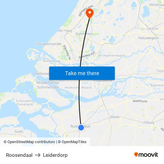 Roosendaal to Leiderdorp map