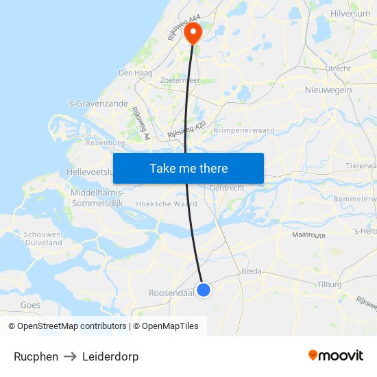 Rucphen to Leiderdorp map