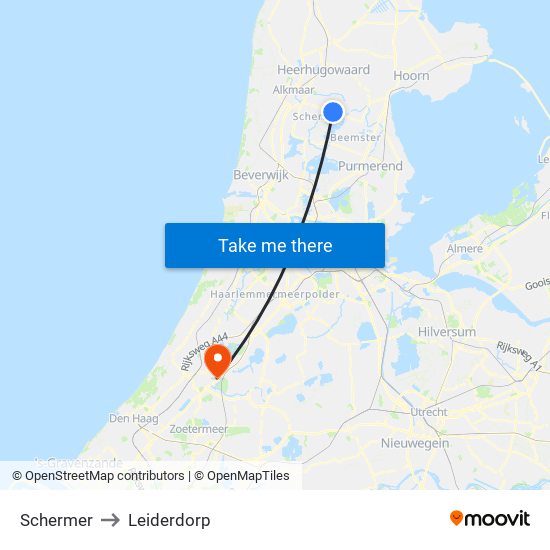 Schermer to Leiderdorp map