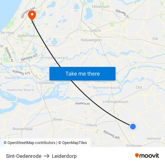 Sint-Oedenrode to Leiderdorp map