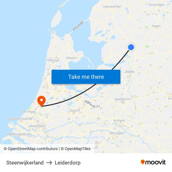 Steenwijkerland to Leiderdorp map