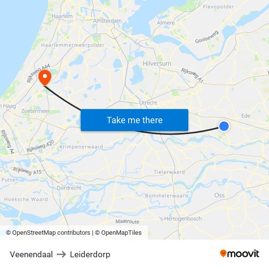 Veenendaal to Leiderdorp map