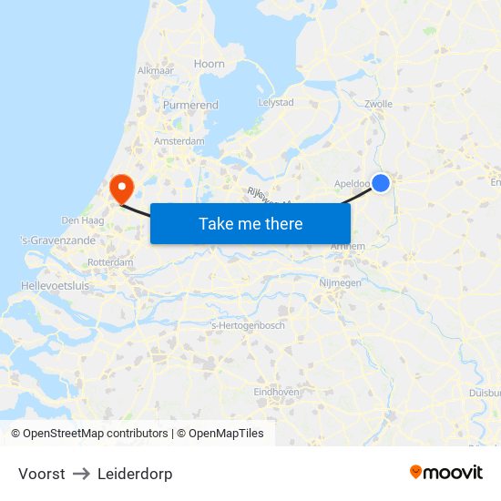 Voorst to Leiderdorp map