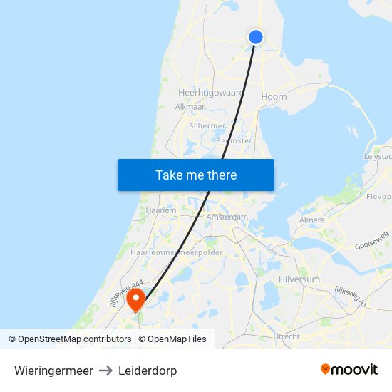Wieringermeer to Leiderdorp map