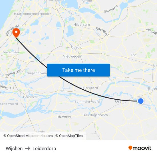 Wijchen to Leiderdorp map