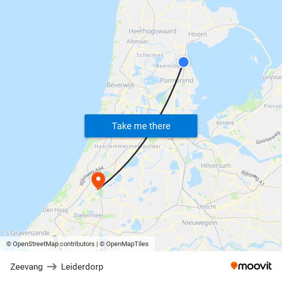 Zeevang to Leiderdorp map