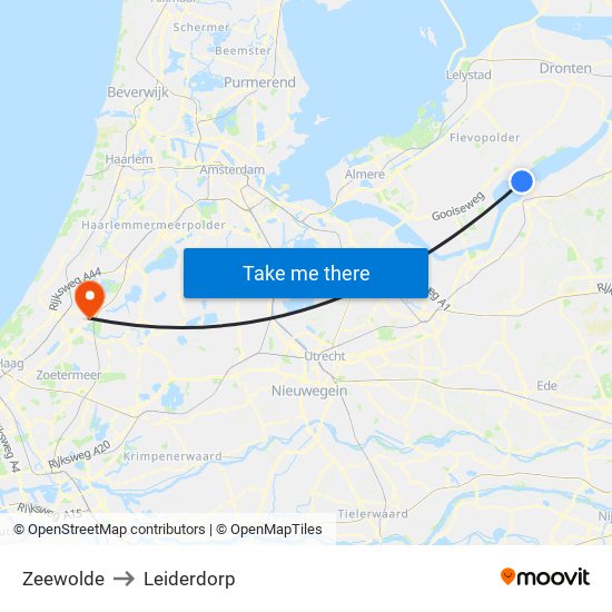 Zeewolde to Leiderdorp map