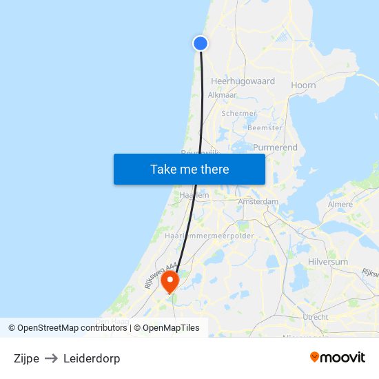 Zijpe to Leiderdorp map