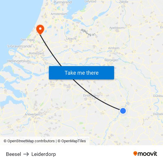 Beesel to Leiderdorp map