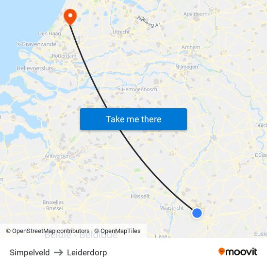 Simpelveld to Leiderdorp map