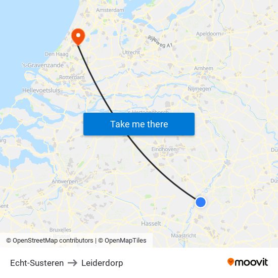 Echt-Susteren to Leiderdorp map