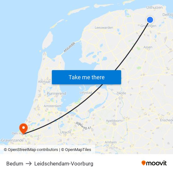 Bedum to Leidschendam-Voorburg map