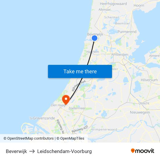 Beverwijk to Leidschendam-Voorburg map