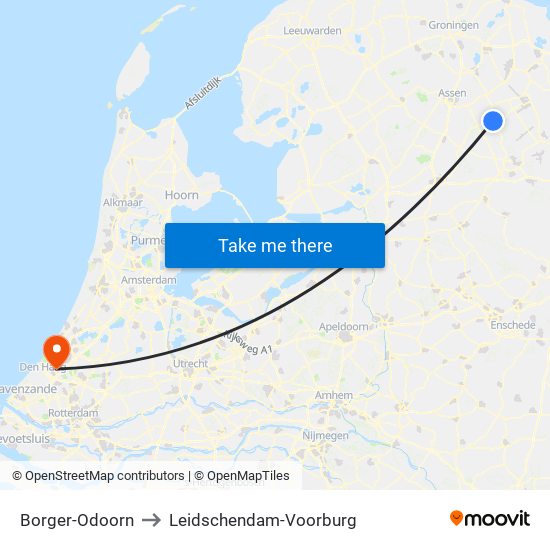 Borger-Odoorn to Leidschendam-Voorburg map