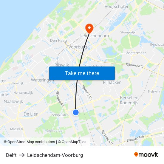 Delft to Leidschendam-Voorburg map