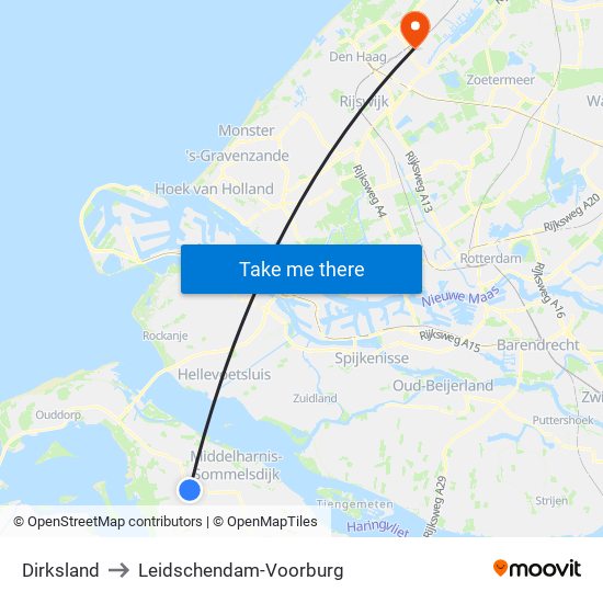 Dirksland to Leidschendam-Voorburg map