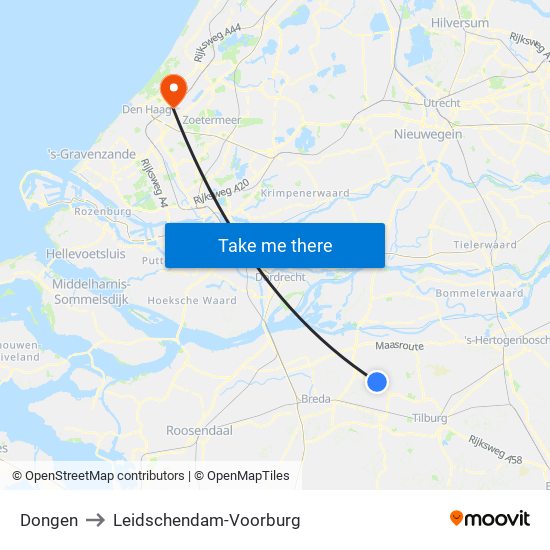 Dongen to Leidschendam-Voorburg map