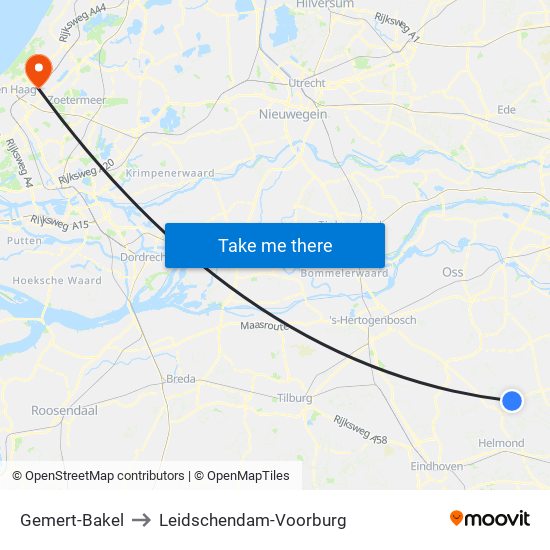 Gemert-Bakel to Leidschendam-Voorburg map