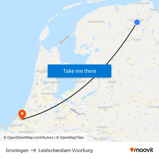 Groningen to Leidschendam-Voorburg map