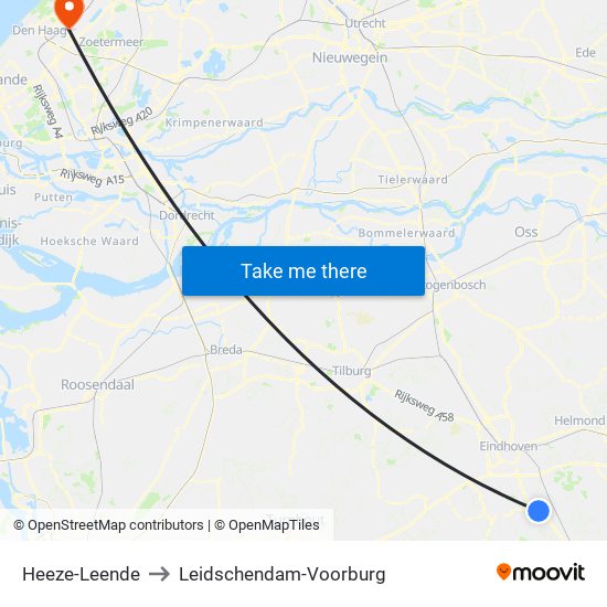 Heeze-Leende to Leidschendam-Voorburg map