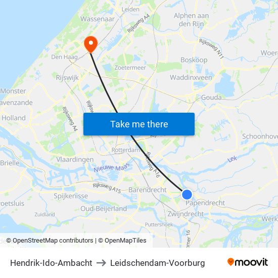 Hendrik-Ido-Ambacht to Leidschendam-Voorburg map