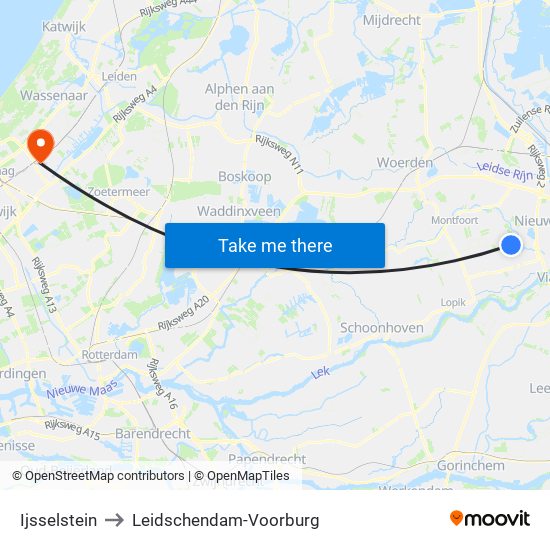 Ijsselstein to Leidschendam-Voorburg map