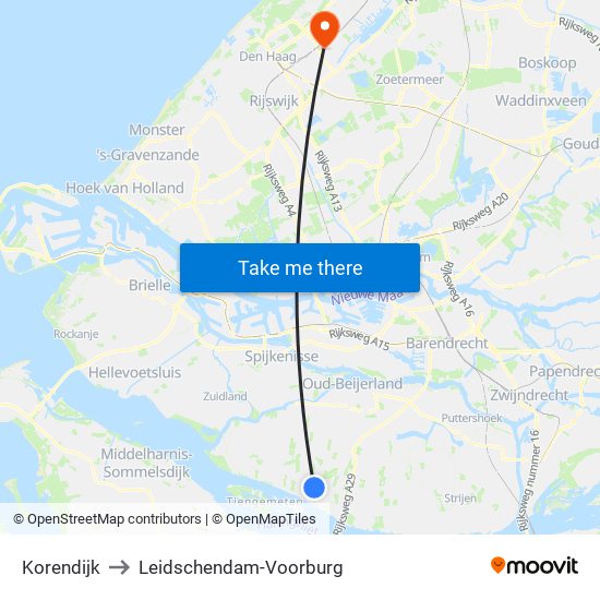 Korendijk to Leidschendam-Voorburg map