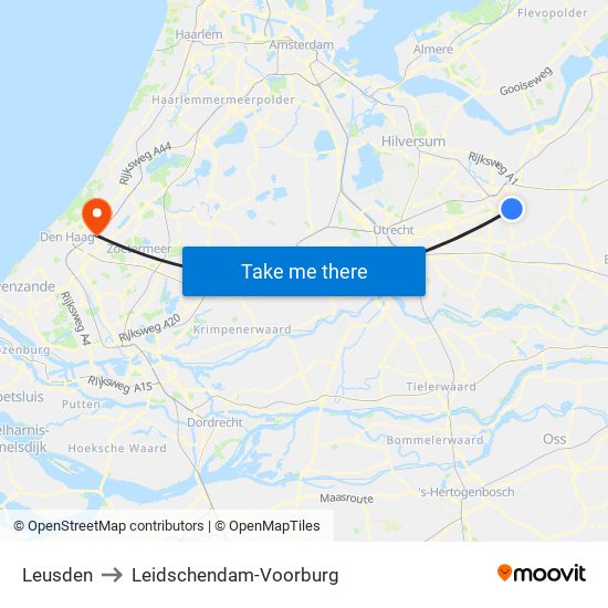 Leusden to Leidschendam-Voorburg map