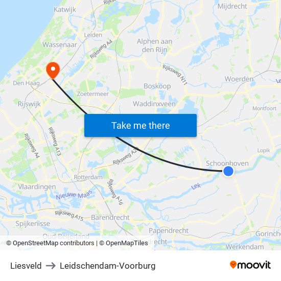 Liesveld to Leidschendam-Voorburg map