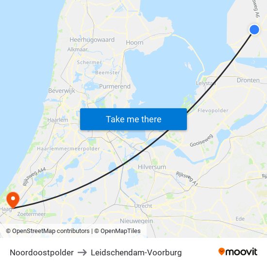 Noordoostpolder to Leidschendam-Voorburg map