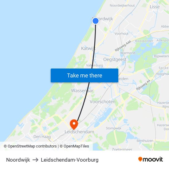 Noordwijk to Leidschendam-Voorburg map