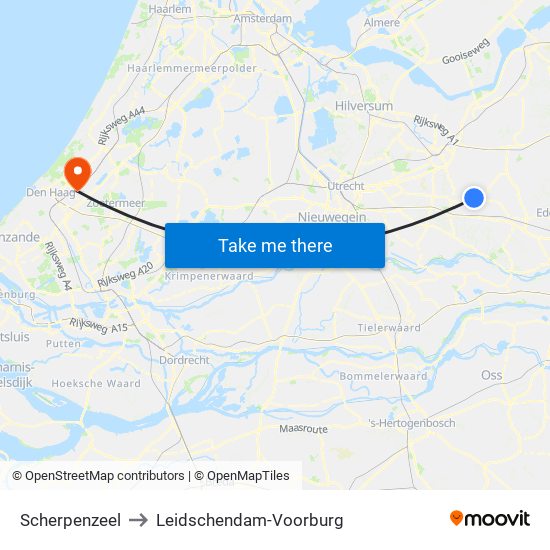 Scherpenzeel to Leidschendam-Voorburg map