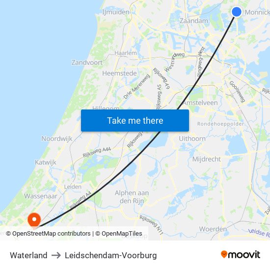 Waterland to Leidschendam-Voorburg map