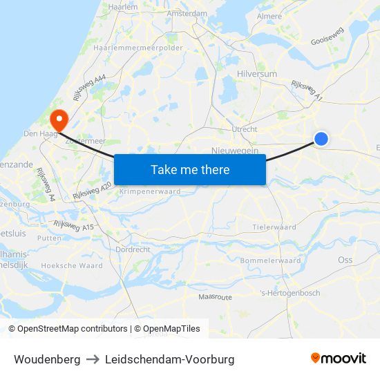 Woudenberg to Leidschendam-Voorburg map