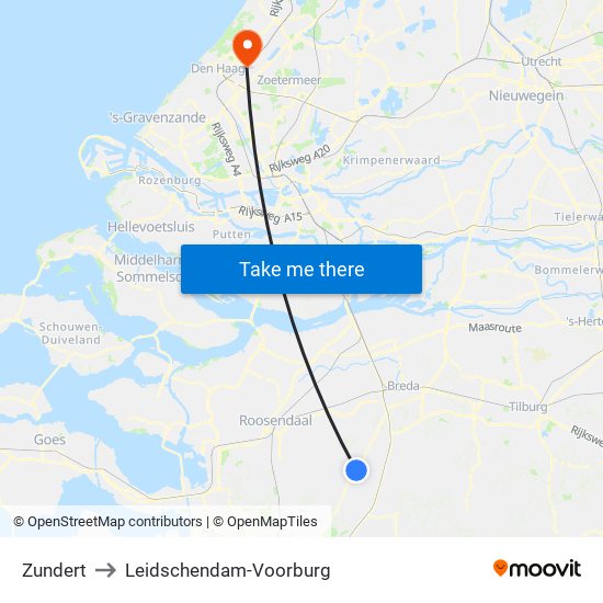 Zundert to Leidschendam-Voorburg map